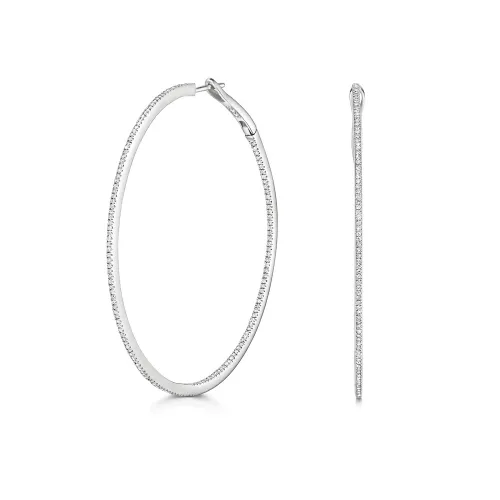 0.87ct White Gold Hoop Earrings Large 53mm